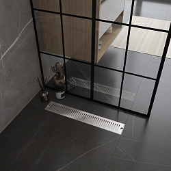 Corpa Nera Grossi/Гросси душевой трап 10х60 с сухим затвором, вертикальный выпуск, нержавеющая сталь