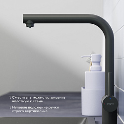 Смеситель для кухни с каналом для фильтрованной воды Pragma Esdel, матовый черный, ESD7.B2LF.014