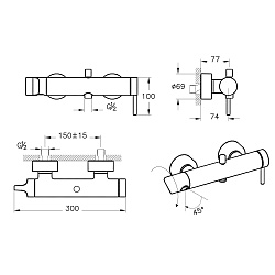 ВЫВОД Origin Смеситель для ванны/душа, цвет матовый черный