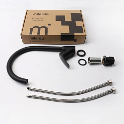 Смеситель для кухни, черный матовый, Rora, Milardo, RORBL0JM05