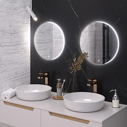 Зеркало/LED-подсветка/круглое (40см)/сенсор.выключатель Milan/AQUA DE MARCO