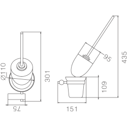 Ёршик туалетный настенный, хром HB8410