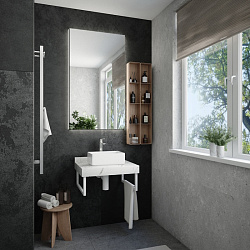 Corpa Nera Grossi/Гросси столешница 60 под раковину керамогранит, белый мрамор