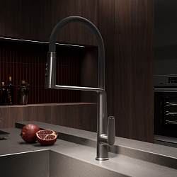 Смеситель для кухни Vincea VKF-118GM, вороненая сталь, , шт