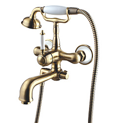 Смеситель для ванны с коротким изливом, поворотный переключатель, латунь/бронза