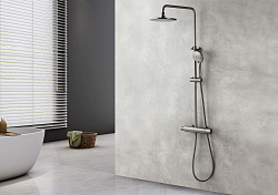 Душевая термостатическая стойка с верхней лейкой Ø22,6 см и 3-х режимной душевой лейкой Ø110 мм, рег