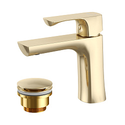 Урсус Смеситель для умывальника монолитный, матовое золото