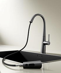 Смеситель для кухни Vincea VKF-176GM, вороненая сталь, , шт