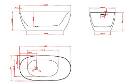 Ванна акриловая Vincea VBT-601-1600, 1600*800*580, цвет белый, слив-перелив в комплекте, белый, , шт