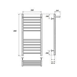 Полотенцесушитель водяной Point Аврора премиум PN10158SP П11 500x800 с полкой, хром