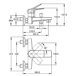 Вывод Комплект для ванной 3 в 1: смеситель для раковины и ванны NATURE и душевой гарнитур VIBE