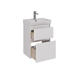 Тумба Lemark COMBI 50 см под 1 раковину, подвесная/напольная, 2 ящика, цвет корпуса, фасада: Белый г