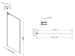 Душевая перегородка Walk-In VSW-7HA700CL, 700*2000, хром, стекло прозрачное, , шт