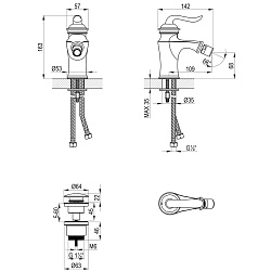 ВЫВОД BRAVA Смеситель для биде с донным клапаном клик-клак, латунь/золото, LM4708G