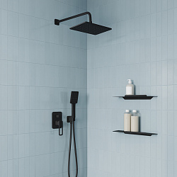 Душевая система скрытого монтажа с тропическим душем и ручным душем, черный матовый, Slide, IDDIS, S