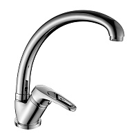 Смеситель для кухни с поворотным изливом, высота излива 20 см, длина 20 см, латунь/хром