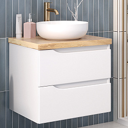 Тумба NORDIC 60 /2 ящ /правая/подвесная/белая/под столешницу/AQUA DE MARCO