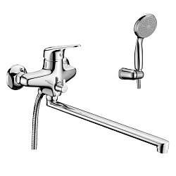 Смеситель универсальный с плоским изливом 35 см, поворотный переключатель, латунь/хромLM4151C