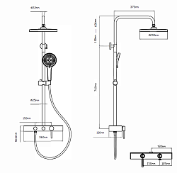 Душевая стойка VSFS-402MB, черный матовый, , шт