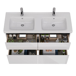 Тумба Lemark COMBI 125 см под 2 раковины, подвесная/напольная,4 ящика, цвет планки: Чёрный, цвет кор