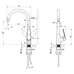 TAIR Смеситель кухни с высоким C-образным поворотным изливом, хром