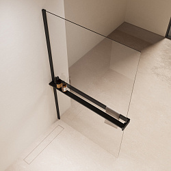 Душевая перегородка Walk-In VSW-1HR120CLB, 1200*2000, черный, стекло прозрачное, , шт