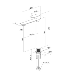 Смеситель для настольного умывальника, сатин, Maze, Milardo, MAZBN01M01