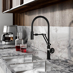 Смеситель для кухни с гибким изливом, черный матовый, Grange, IDDIS, GRABLFLi05