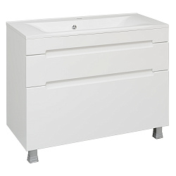 Тумба /2 ящ/напольная/белый/раковина Прима (100см) Olivia/AQUA DE MARCO