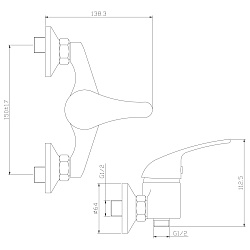 Смеситель для душа, латунь/хром, Y40-41