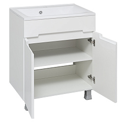 Тумба /2 двери/напольная/белый/раковина Прима (65см) Olivia/AQUA DE MARCO