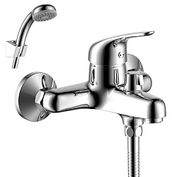 Смеситель для ванны с коротким изливом, поворотный переключатель, латунь/хром