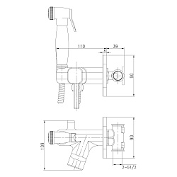 Встраиваемый смеситель с гигиеническим душем, латунь/бронза