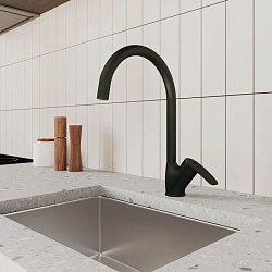 Смеситель для кухни, черный матовый, Rora, Milardo, RORBL0JM05