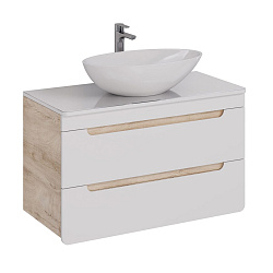 Тумба Lemark OLIVIA 100 см под 1 раковину, подвесная, 2 ящика, цвет корпуса: Дуб кантри, цвет фасада