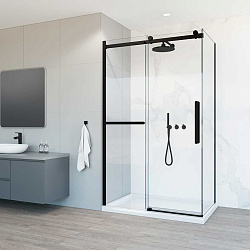 Душевой уголок Como Soft VSR-1CS9011CLB, 1100*900, черный, стекло прозрачное, , шт