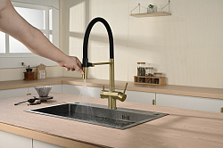 Смеситель для кухни Vincea VKF-120BG, брашированное золото, , шт