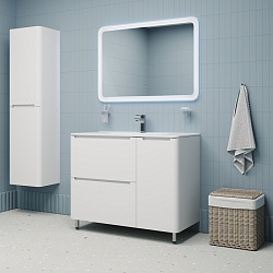 Тумба с умывальником, напольная, 100 см, белая, Edifice, IDDIS, EDI10WFi95K