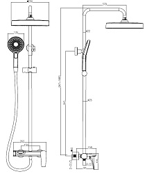 Душевая стойка Puro VSFS-5P1CH с изливом, хром, , шт