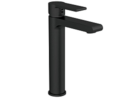 Смеситель для раковины высокий BRASKO BLACK однорычажный, черный клик клак