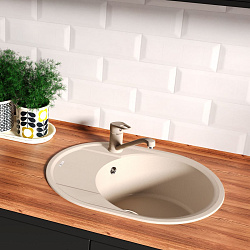 LACHA 620 Мойка кухонная из кварцгранита цвет: грей комплектация: крепеж, сливная арматура с перелив