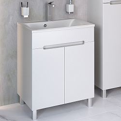 Тумба /2 двери/напольная/белый/раковина Прима (65см) Olivia/AQUA DE MARCO