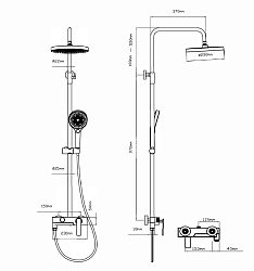 Душевая стойка VSFS-413BG с изливом, брашированное золото, , шт