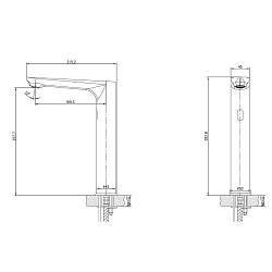 PROJECT Смеситель для раковины, высокий, бесконтактный (сенсорный), высота излива 26 см, длина 17 см