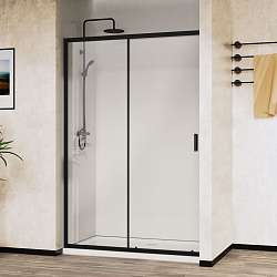 Душевая дверь City VDS-5CT130CLB, 1300, черный, стекло прозрачное, , шт