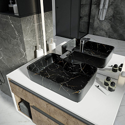 Corpa Nera Grossi/Гросси 48 раковина накладная с полочкой под смеситель, черный мрамор