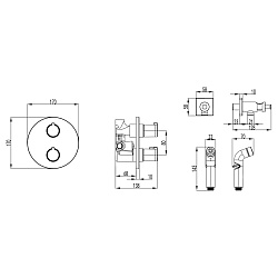 Встраиваемый термостатический смеситель с гигиеническим душем, латунь/хром LM7819C