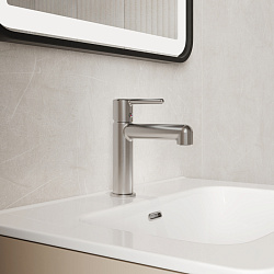 Cмеситель для умывальника, хром матовый, Aiger, IDDIS, AIGBC00i01