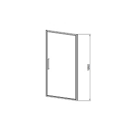 Душевая дверь Slim 8mm VDP-4SL100CLB, черный, стекло прозрачное, , шт