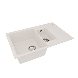 RAMZA 760 Мойка кухонная из кварцгранита цвет: жасмин  комплектация: крепеж, сливная арматура с пере